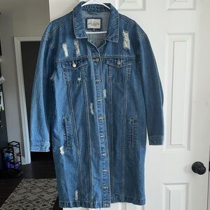 Classic Blue Denim Longline Jacket
